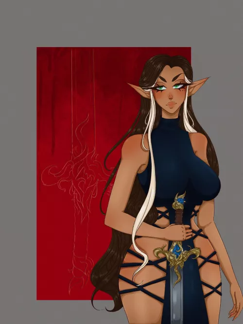 Posted this on regular dnd sub, got flamed for making her too sexy Kassini the High-elf Rogue(ig: aburn.art) by a_burne