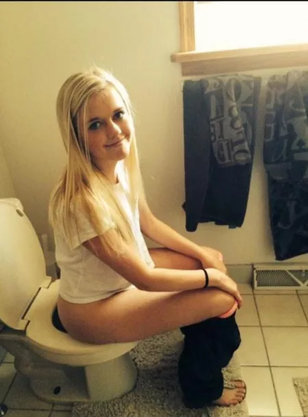 Potty blonde with pink panties. by peeing-girl-lover