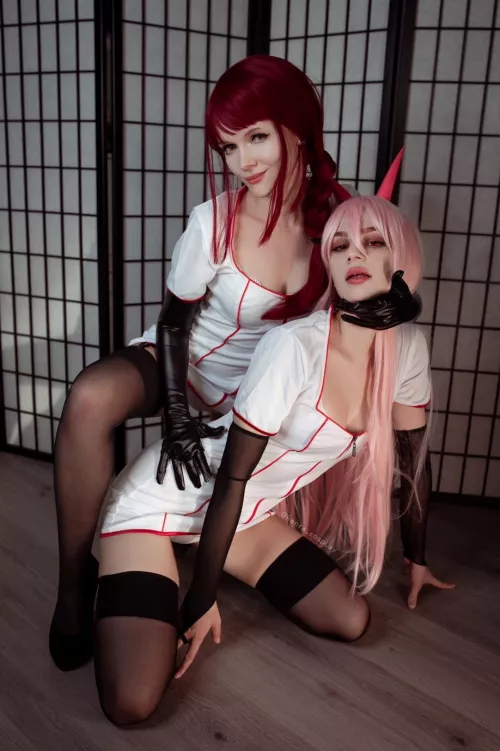 Power and Makima nurse version! Me as Power, Evenink as Makima [self] by Kanra_Cosplay