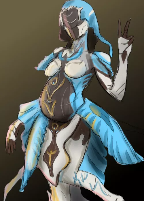 Pregnant Yareli - Warframe - by me by Burner_Birb