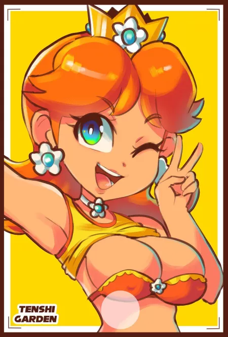 Princess Daisy taking a picture (TenshiGarden) [Super Mario Bros.] by organizeit2