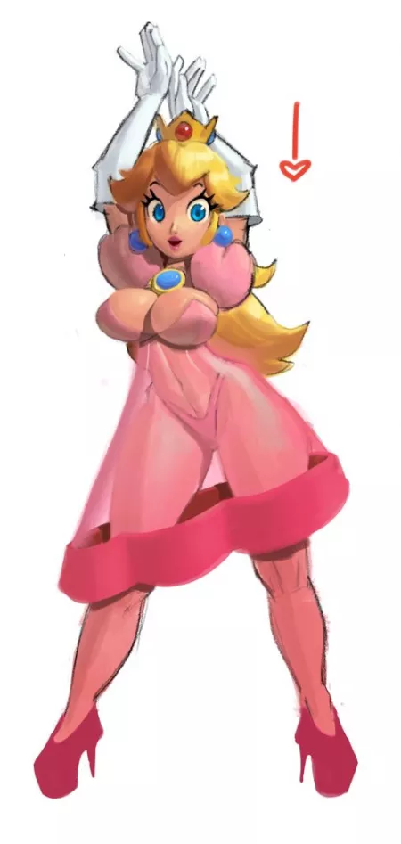 princess peach with see through outfit by samethkhak