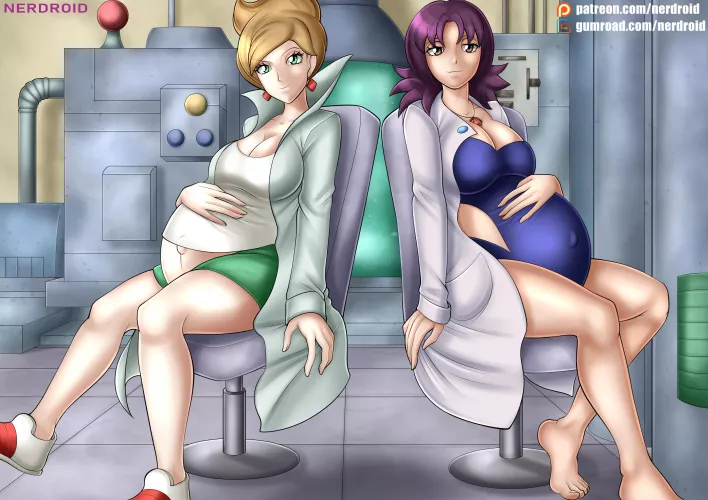 Professor Juniper and Professor Ivy pregnant - Commission - Pokemon - Art by me(NerDroid) by Ner-Droid