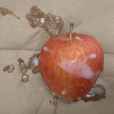 Proof: Cum on food (apple) by goatbrotein