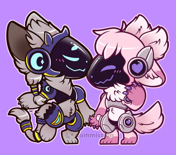 Protogen Love (Commission for Kim! Art by me Tw: @sassystargirl01) by sassystargirl01