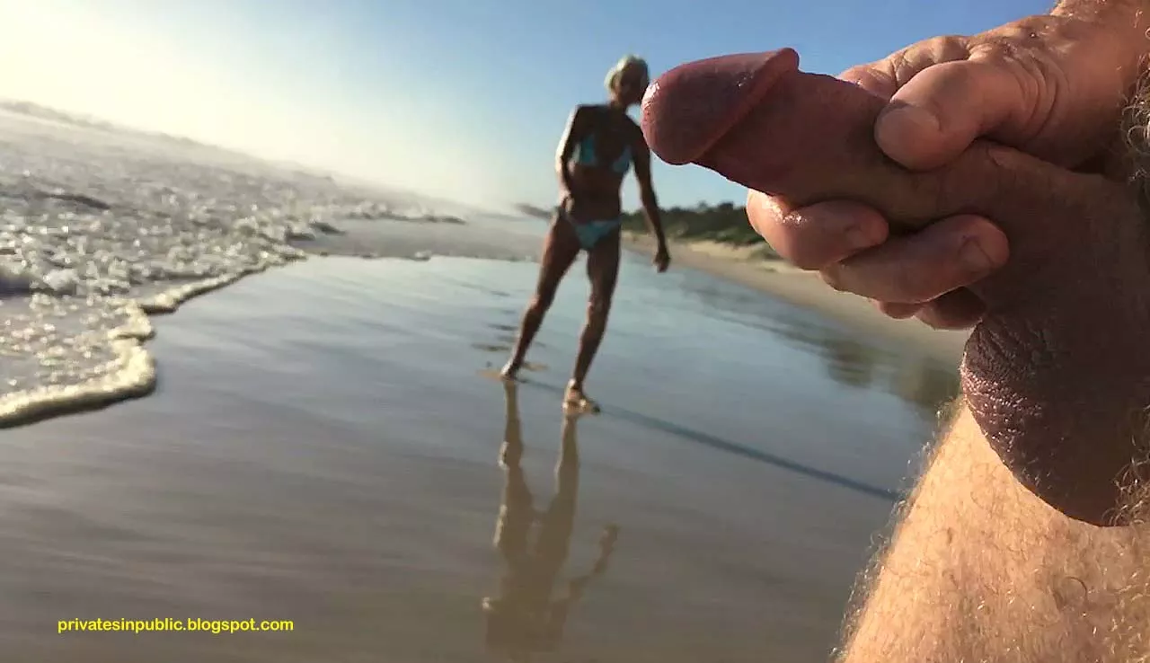 Public erection masturbation CFNM - she saw him ahead wanking his hard cock on the beach and encouraged him to keep going as she got closer. It appealed to the exhibitionist in him and the voyeur in her... posted by Public-Erection-CFNM