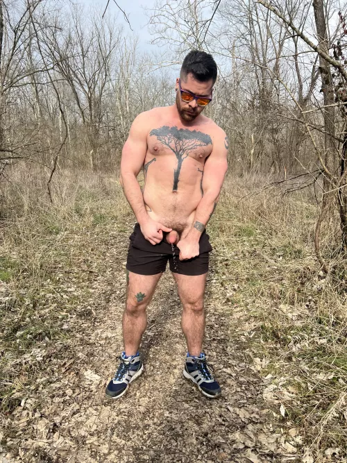 Public piss on a hiking trail by thatyogafvcker