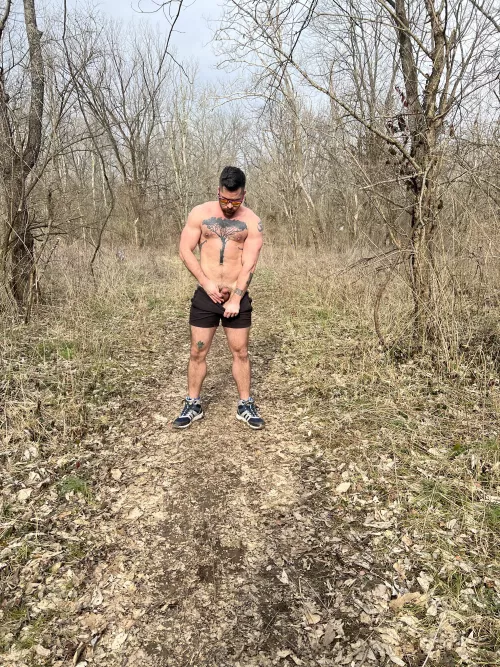 Public piss on a hiking trail by thatyogafvcker
