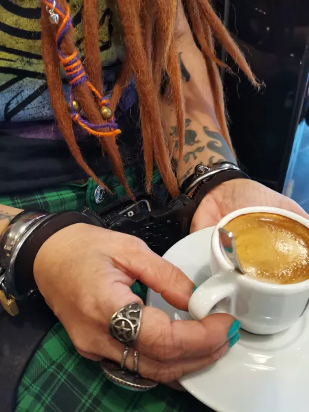 Public play Handcuffed spresso on a rainy day ☔. Two of my favorite things in life!!! by Nekotied
