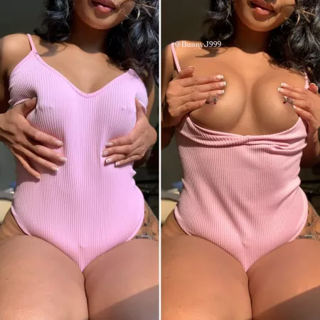 Pulled my bodysuit down for daddy like the good little slut I am 😇 by BunnyJ9