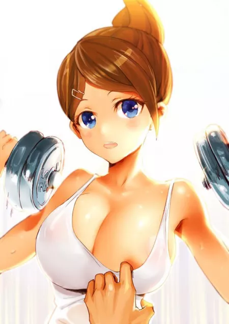 Pulling Asahina’s shirt down while she works out by VampireQueenDespair