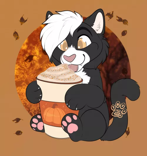 Pumpkin spice Kitty ( comm art by BouncyBasil ) by dragonkat-motors