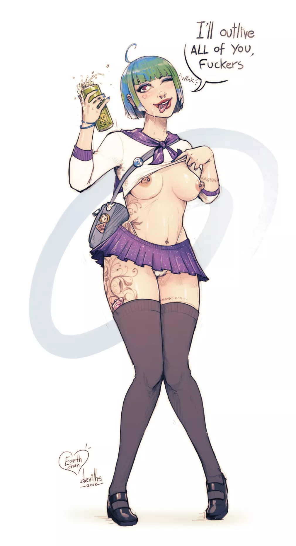 Punk-girl Earth-chan posted by Ironsktwo