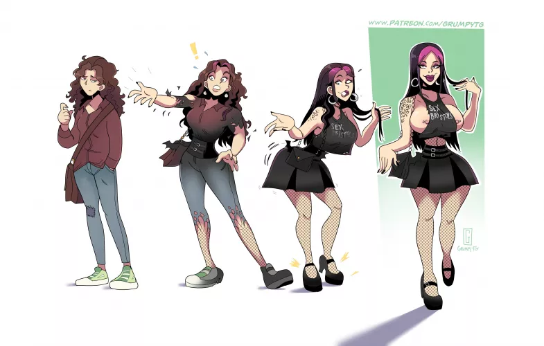 Punking the Girl - FTF to goth/punk, breast expansion, bimbofication - Grumpy-TG by tffun77