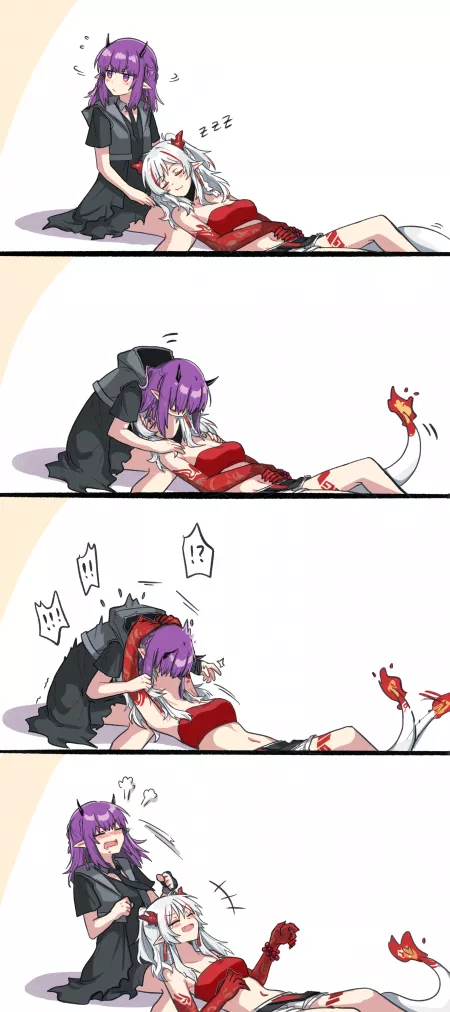 Purgatory Attempts A Sneaky Kiss On Nian [Arknights] by JeanneDAlter