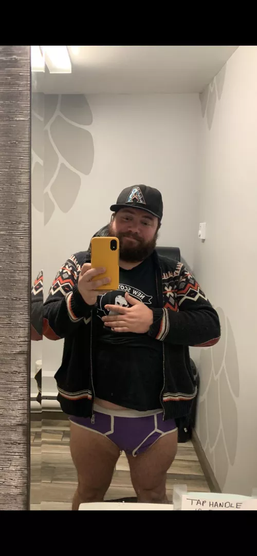 Purple briefs in the bathroom. by ASundayDrive