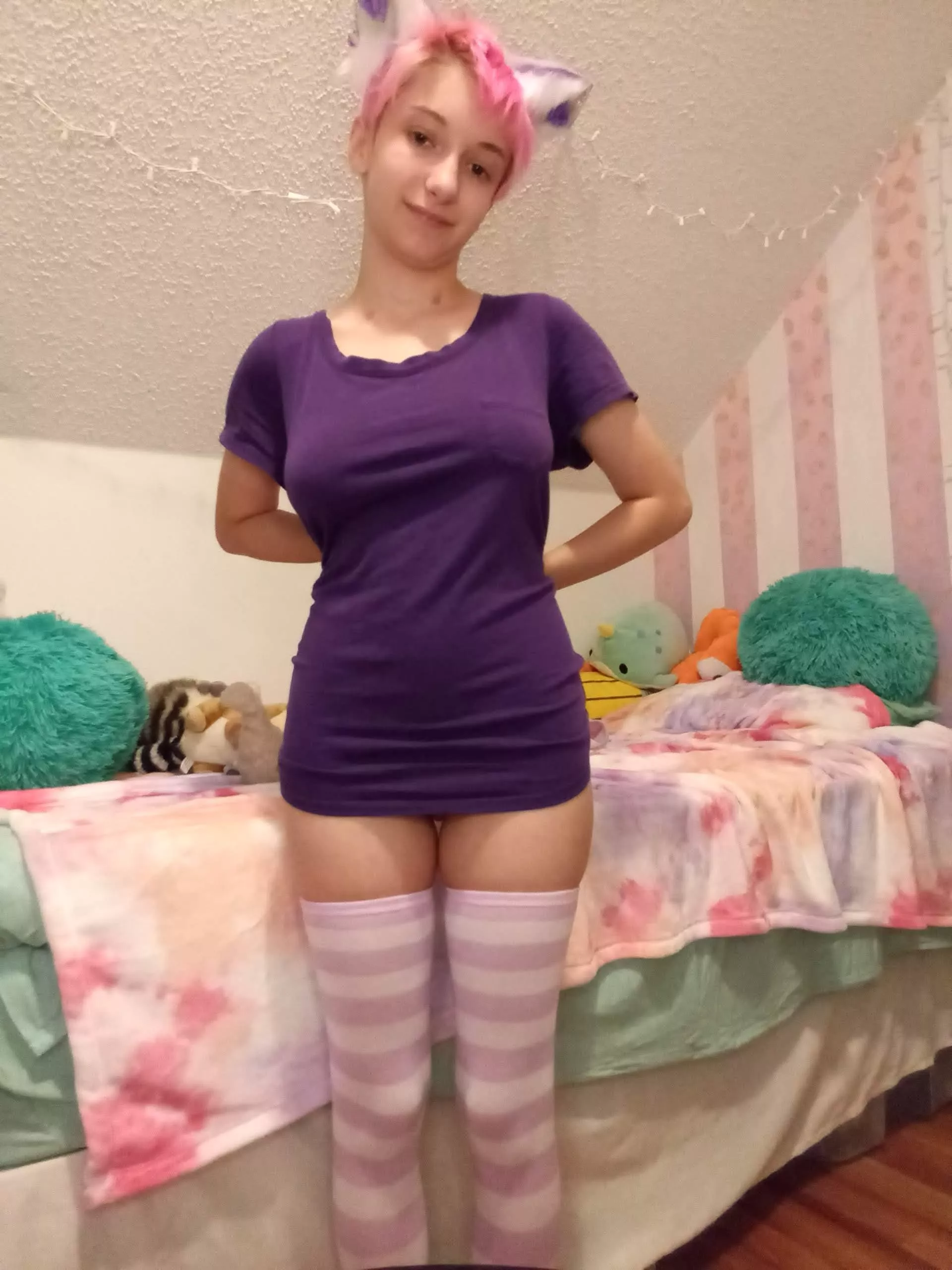 Purple Stripe socks and grape ears? What a perfect set! posted by tinybabymate