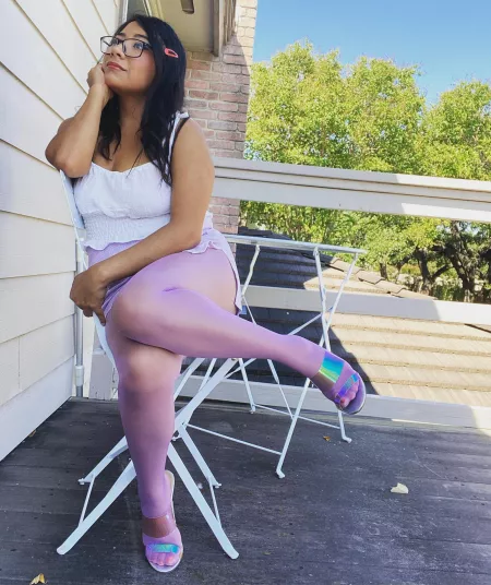 Purples pantyhose surprise in the sun by sweetmilktitsC4S