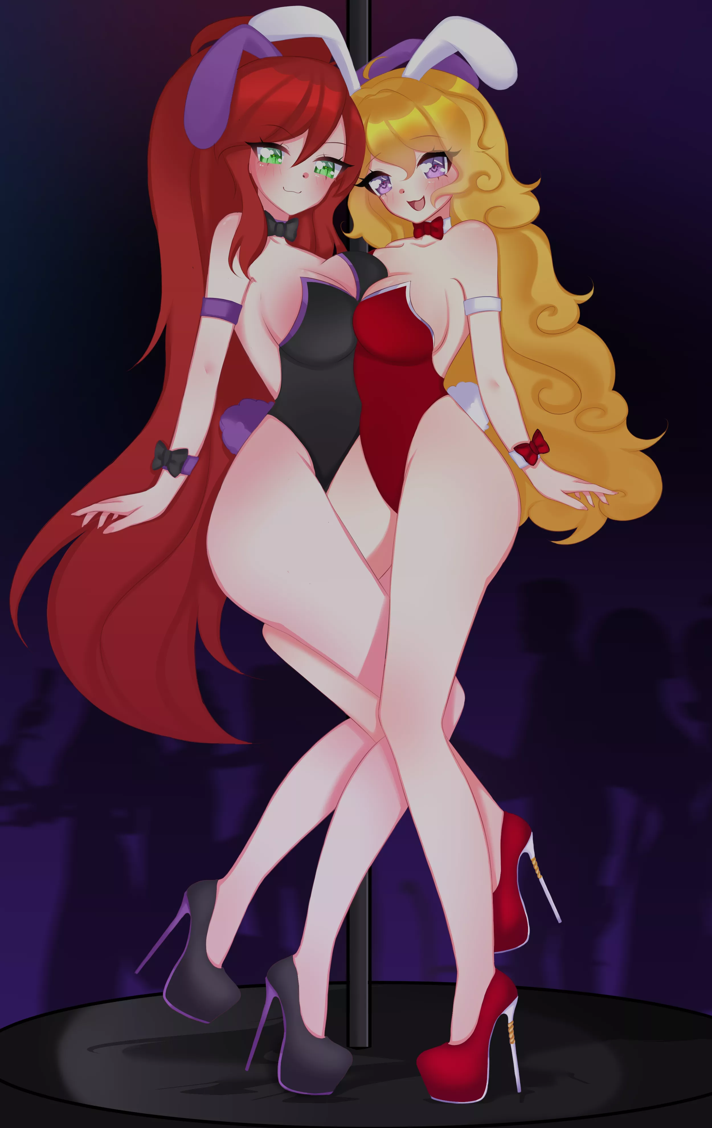 Pyrrha and Yang working at the new bar as bunny girls (ayyuritwich) [rwby] posted by darkrobbe1