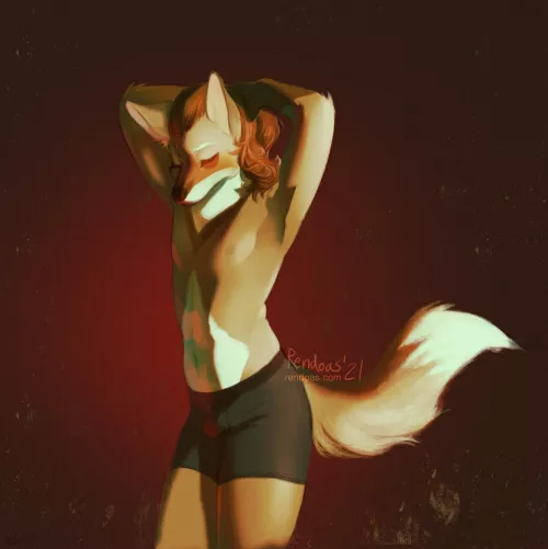 [Q] I painted a pinup of my partner's maned wolf by Rendoas