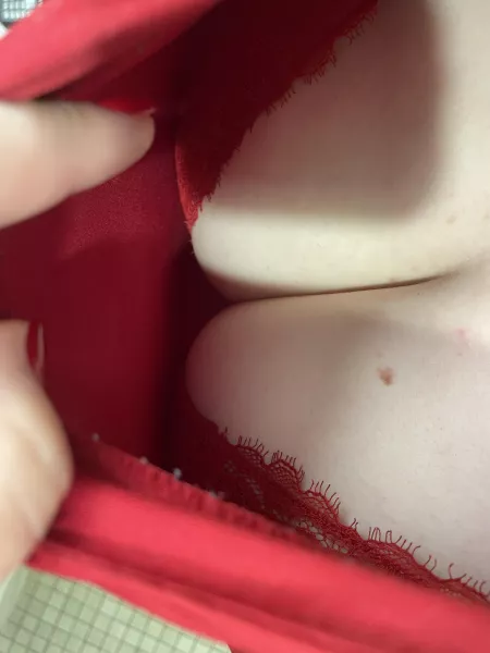 Quick little shot down my scrub top. by Valkyrierae1