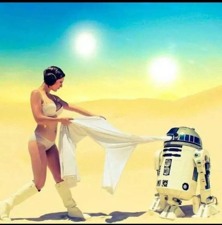 R2D2 doing what we all wanted to do! (Unknown artist) posted by SeymourButts_69