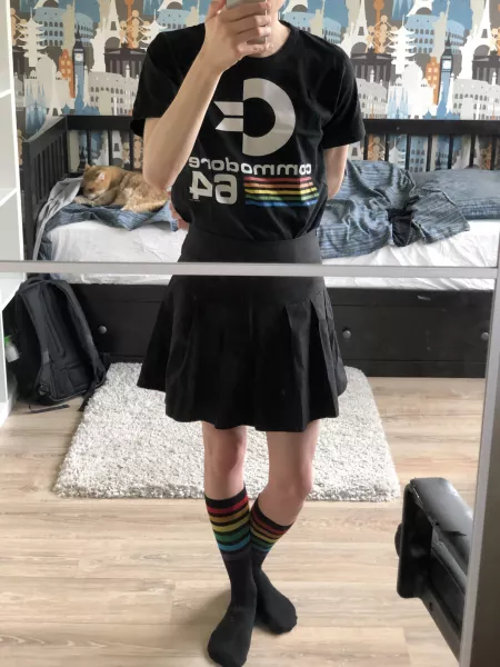 Rainbow computer and rainbow socks :D happy femboy friday!! by Femmkat