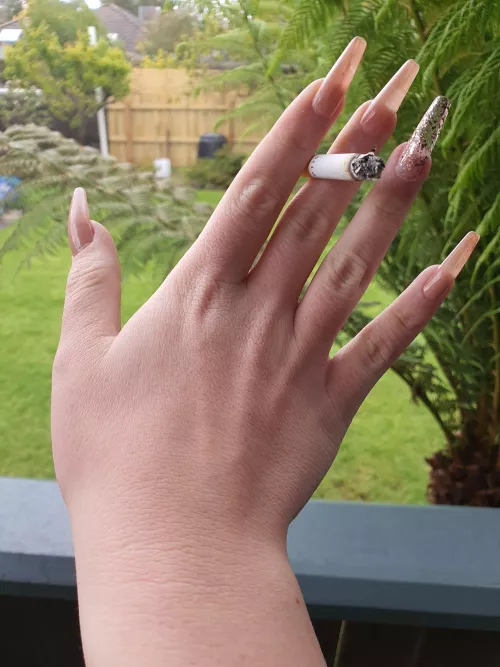 rainy day cigarette nails 🥰 about to post some photos on 🖤F smoking free for limited time ;) by bubzx0x