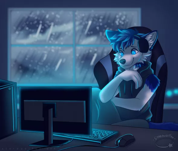 Rainy day vibes (art by @StardustFoxArt on Twitter) by Ingo_Shep