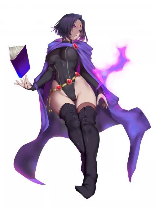 Raven Dark Power Shiny Leotard (Kumiko Shiba) [Teen Titans] by sequence_string