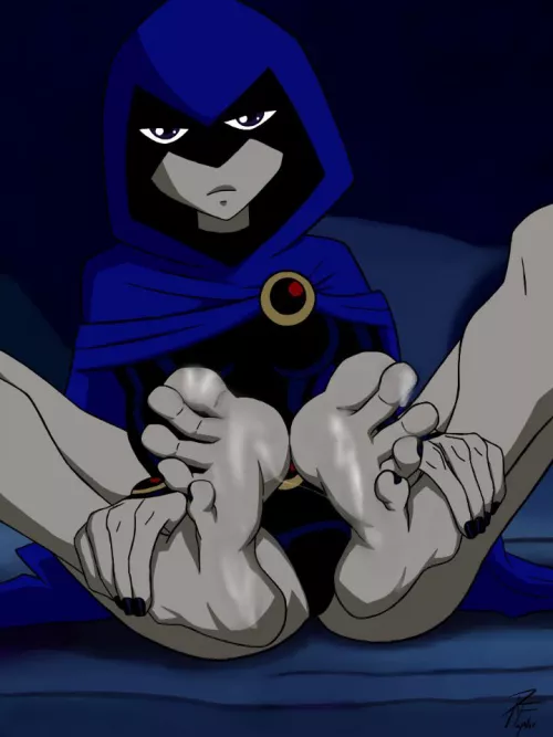Raven gets her cute goth feet coated [Teen Titans] (retrofaptor) by Dirtydan794