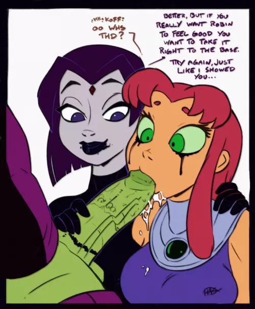 Raven helping StarFire (HagFish) by LiveRope