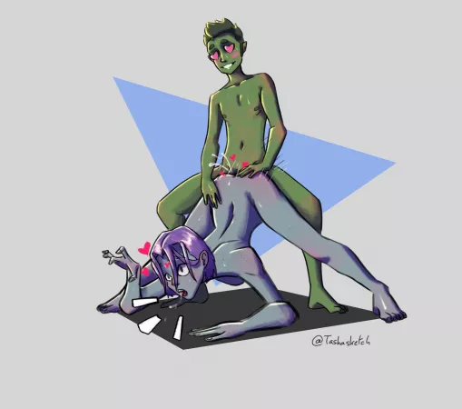 Raven shows she's just as flexible as the other girls (Tashaketch) [Teen Titans] by Anonymous31246