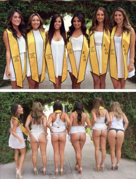 Recent 2015 College grads flashing their behinds together in thongs by [deleted]