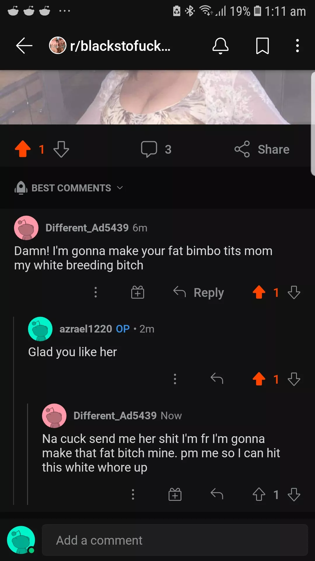 Recently posted my mum in a sub for bbc and had this interaction 😳 posted by azrael1220