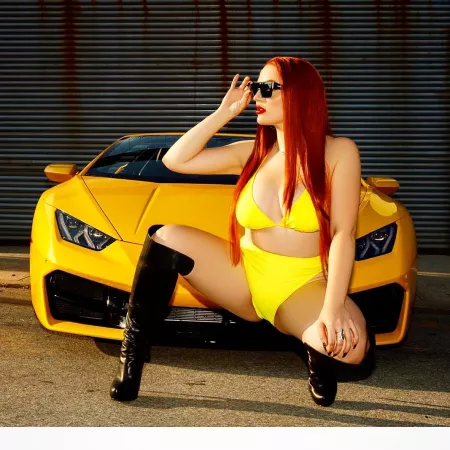Redhead Fiona with Lamborghini by cal2200