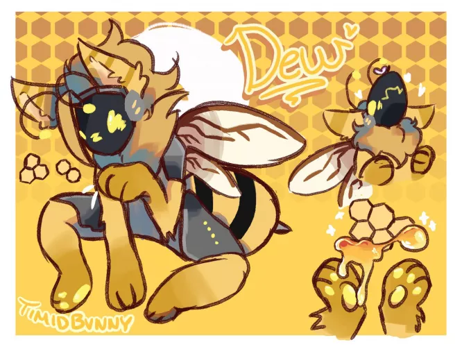 Redrawing and renaming my little bee proto, dew! (Art by me @TIMIDBVNNY) by Timidbvvnny