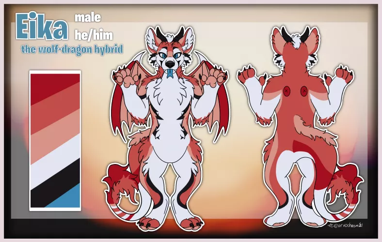Reference sheet of my fursona (art by @arvochasm on twitter) by yeet1231237