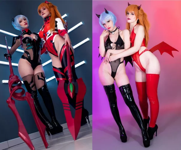 Rei & Asuka Cosplay by YuzuPyon & Soa Lianna from Evangelion - We crafted our spears! [self] by YuzuPyon