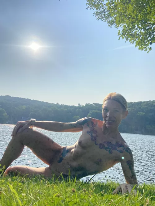 Relaxing by the lake by Harleycouple12