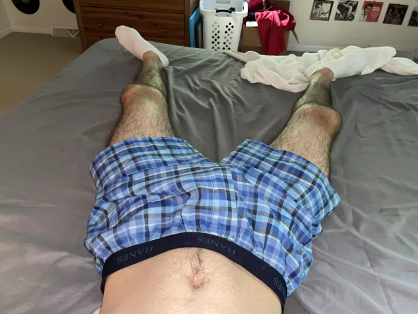 Relaxing in my new boxers by mishavinyljunkie21