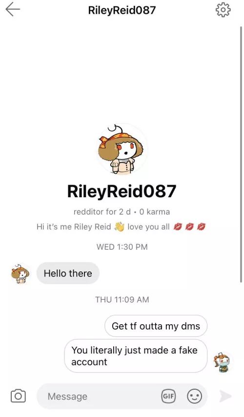 Report this account for impersonating and spam by Dolan4you