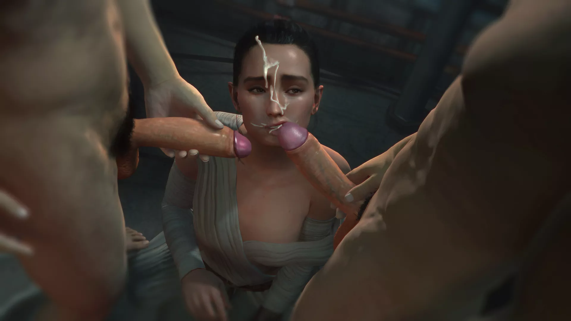 Rey gets facialized (NEGATIVECORE/NCore) [Star Wars] posted by Ero-Tama