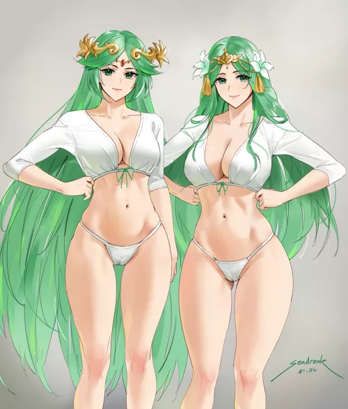 Rhea adn Palutena - Spot the difference (Sendrawz) by spindlecounty