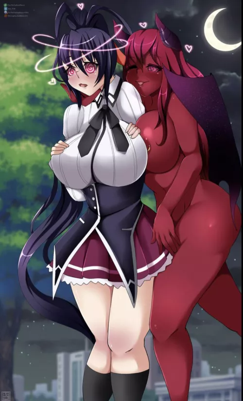 Rias and Akeno (enethelightningdancer) by BaconPizza2908