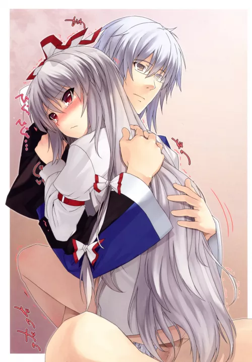 Rinnosuke embraces Mokou by Kylo_Mask