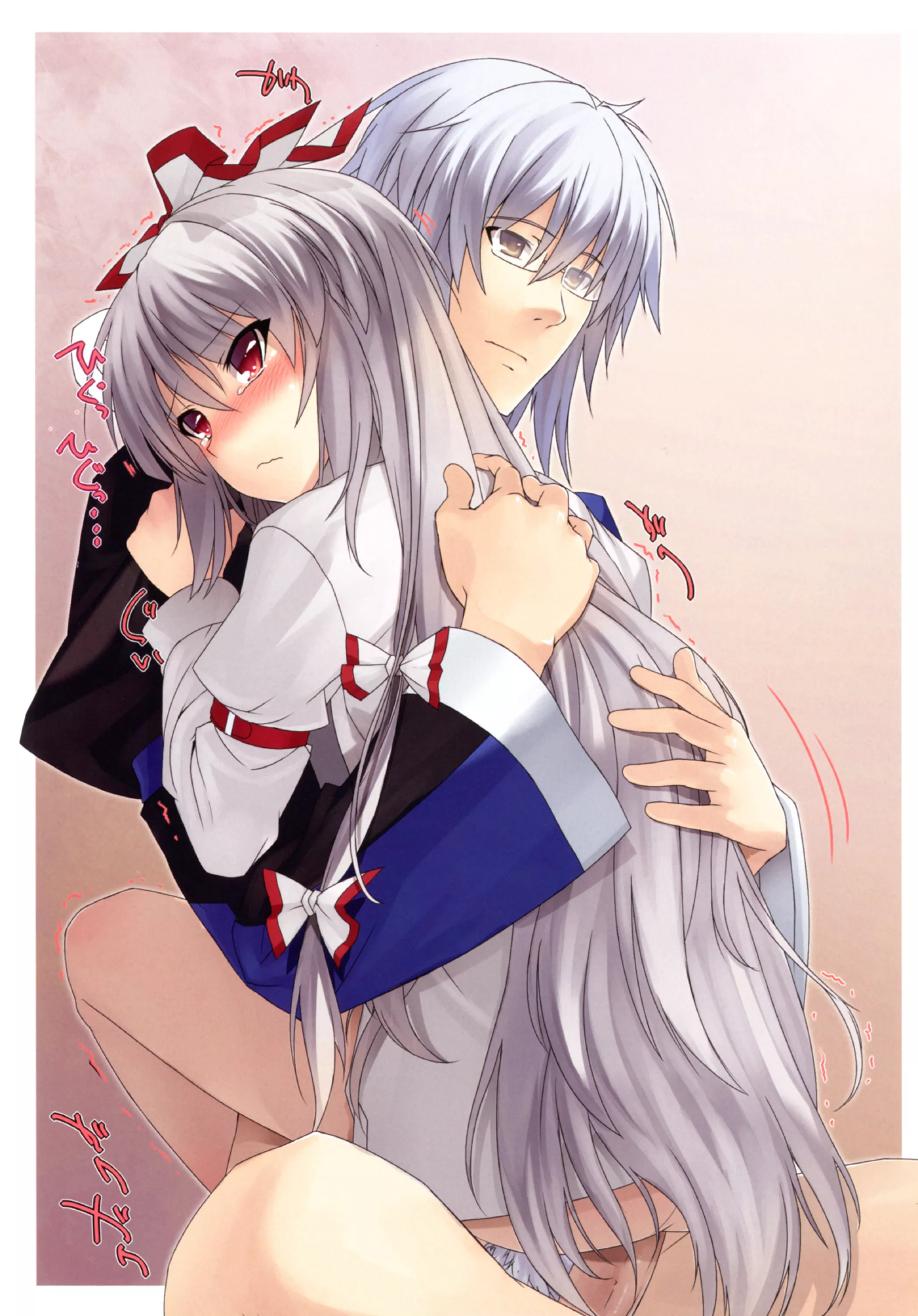 Rinnosuke embraces Mokou posted by Kylo_Mask