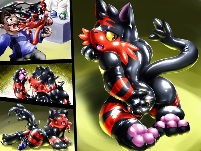 Rubber Ball Of Flame [M Human -> M Latex Litten, Rubber/Latex] by tonde by notmma