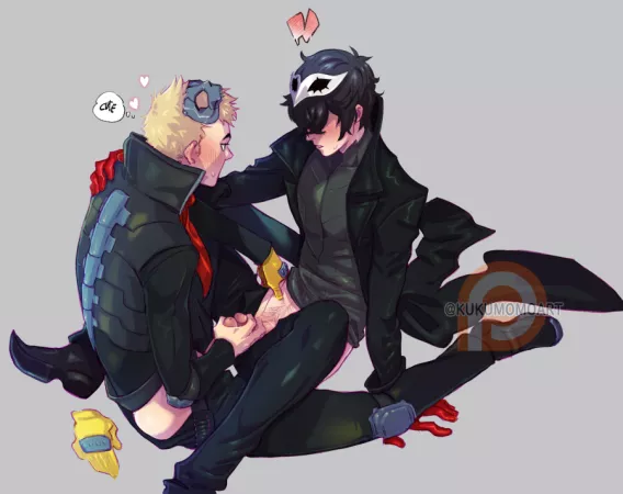 Ryuji and Ren jerking off (Persona 5) by AlbertMendez442