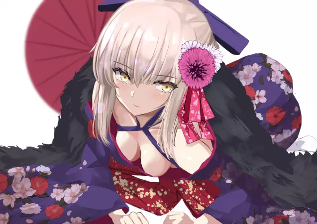 Saber Alter in Kimono by theonetruekaiser